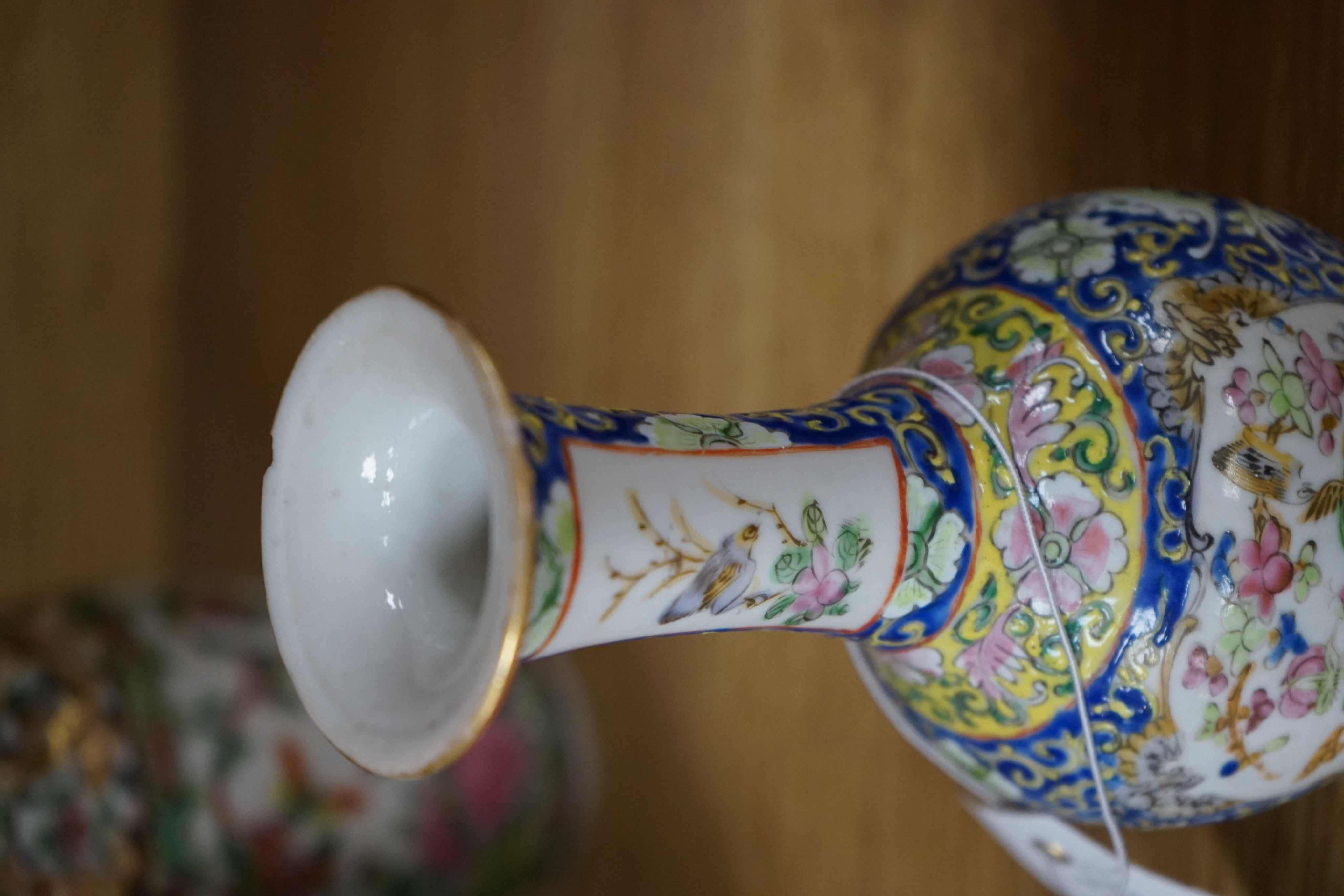 Four 19th century Chinese famille rose vases, 21cm